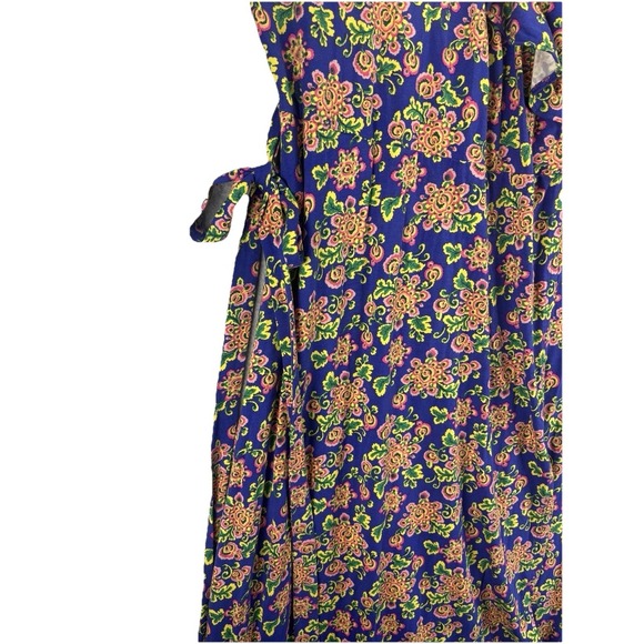 Boden Saskia Wrap Dress 14 Blue Medallion Floral Midi Ruffle Boho Cottagecore - Picture 11 of 16